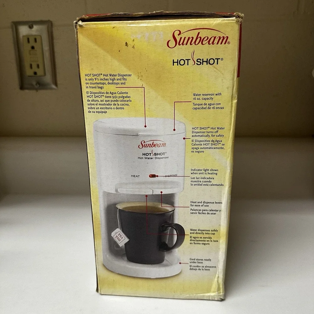 Vtg Sunbeam 3211 Hot Shot Fast Water Dispenser 16oz White 1995 Old Stock White
